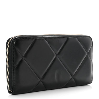 Chanel Lambskin Quilted 19 Long Zipped Around Wallet Black 3 of 8