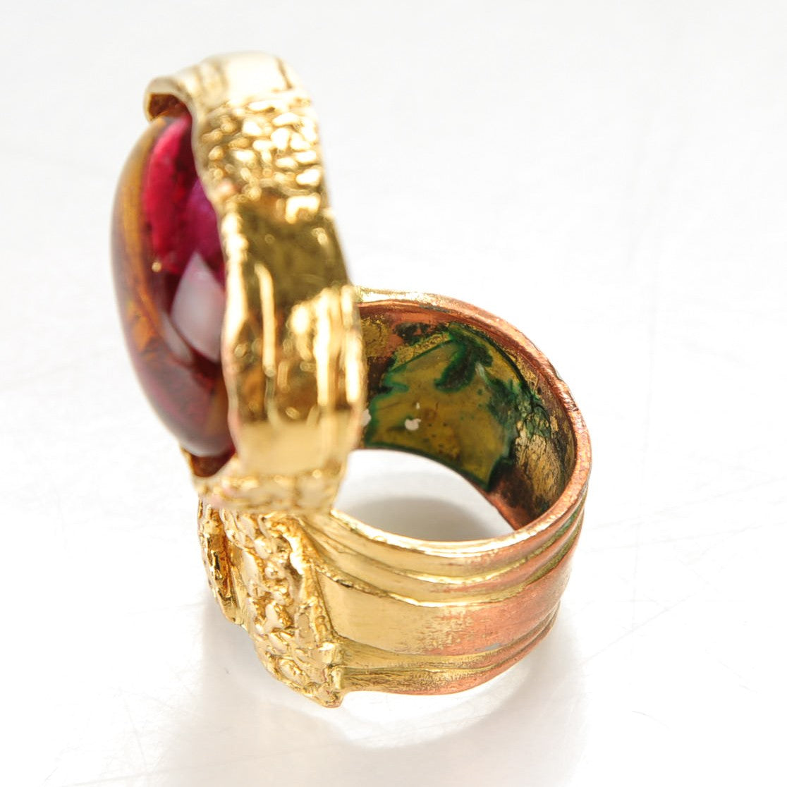 Saint Laurent Glass Cabochon Arty Ovale Ring 7 Gold Pink 5 of 6