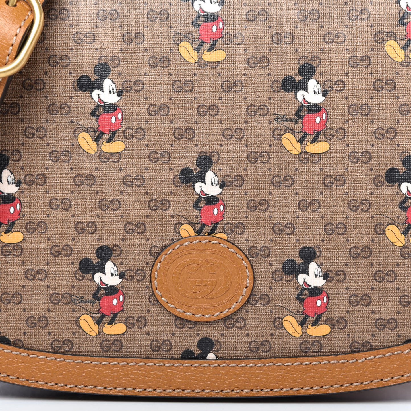 X DISNEY Mini Vintage GG Supreme Monogram Mickey Mouse Small Flap Messenger Bag Beige Vintage Sun Oil