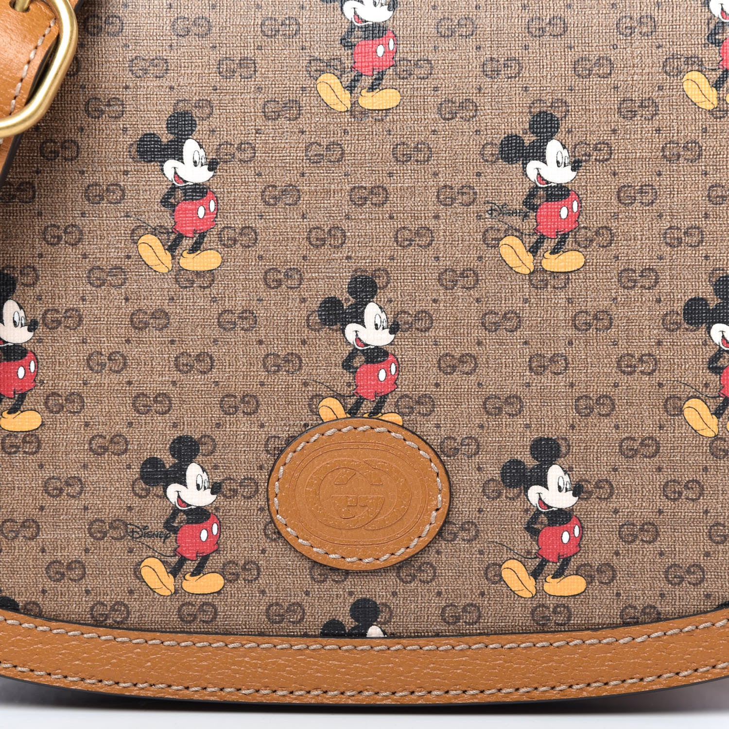 Gucci X DISNEY Mini Vintage GG Supreme Monogram Mickey Mouse Small Flap Messenger Bag Beige Vintage Sun Oil 10 of 11