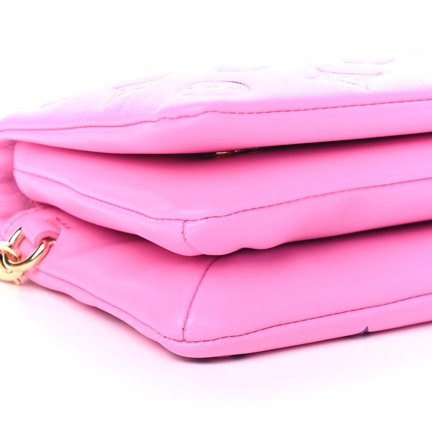 Lambskin Embossed Monogram Vuittamins Pochette Coussin Rose Violet