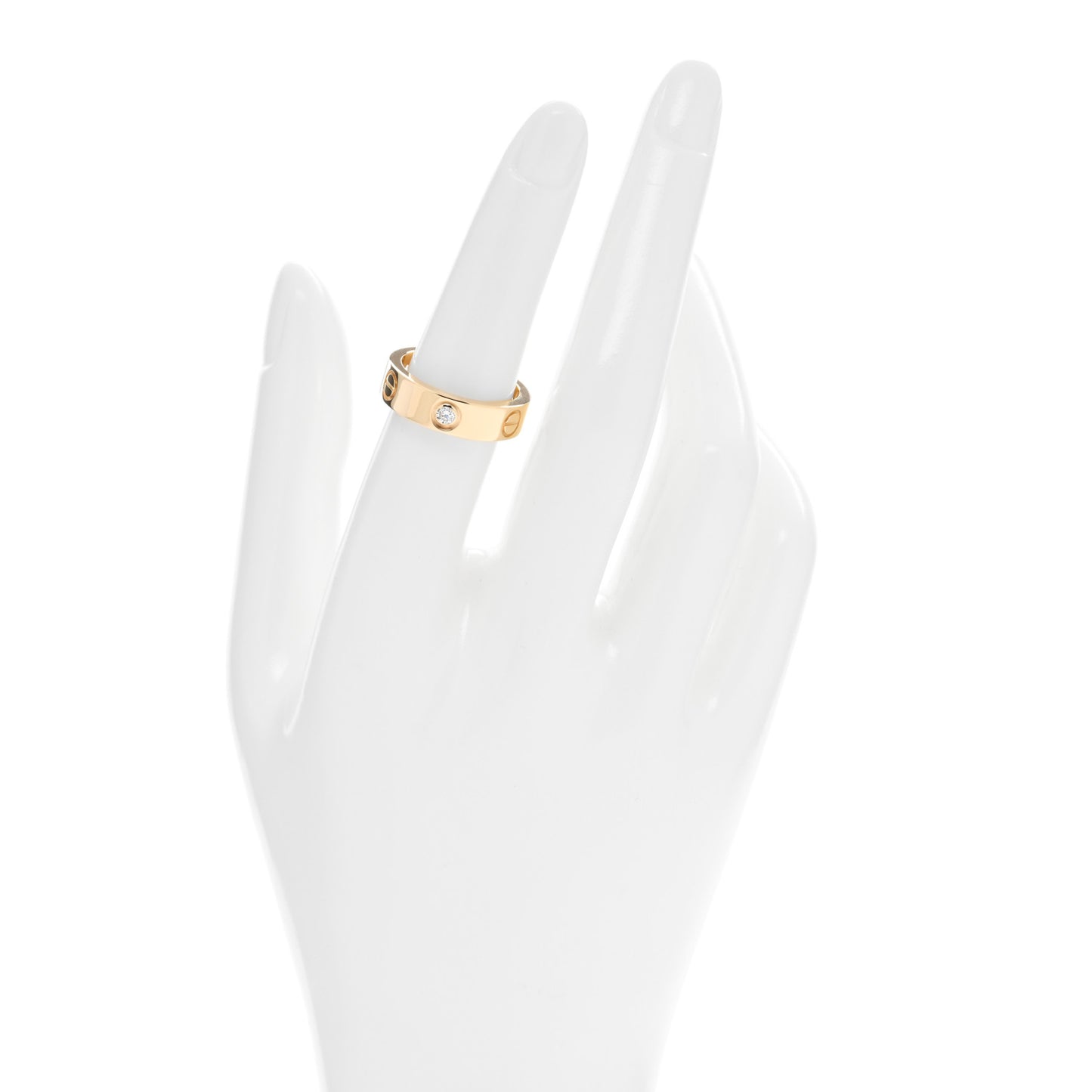 18K Yellow Gold 3 Diamond 5.5mm LOVE Ring 53 6.5