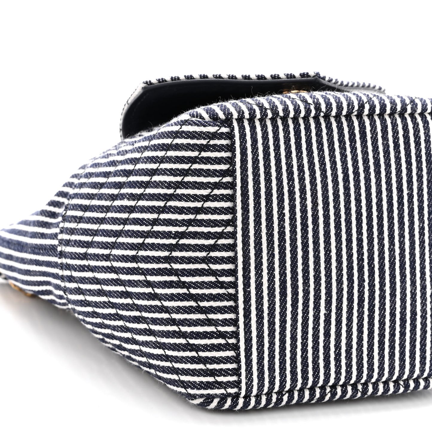 Canvas Striped Nano Joe Bucket Bag Deep Marine Cream
