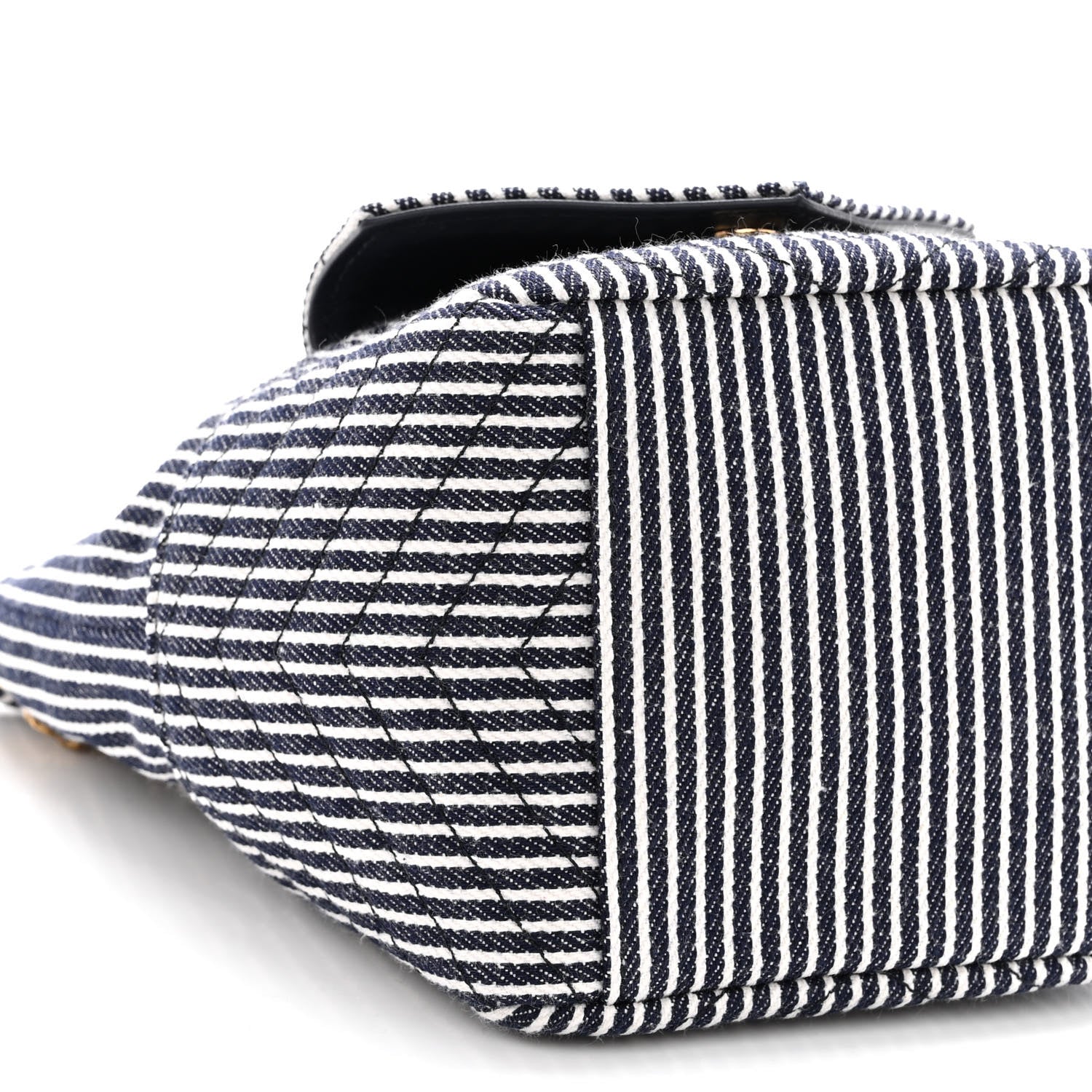 Saint Laurent Canvas Striped Nano Joe Bucket Bag Deep Marine Cream 8 of 10