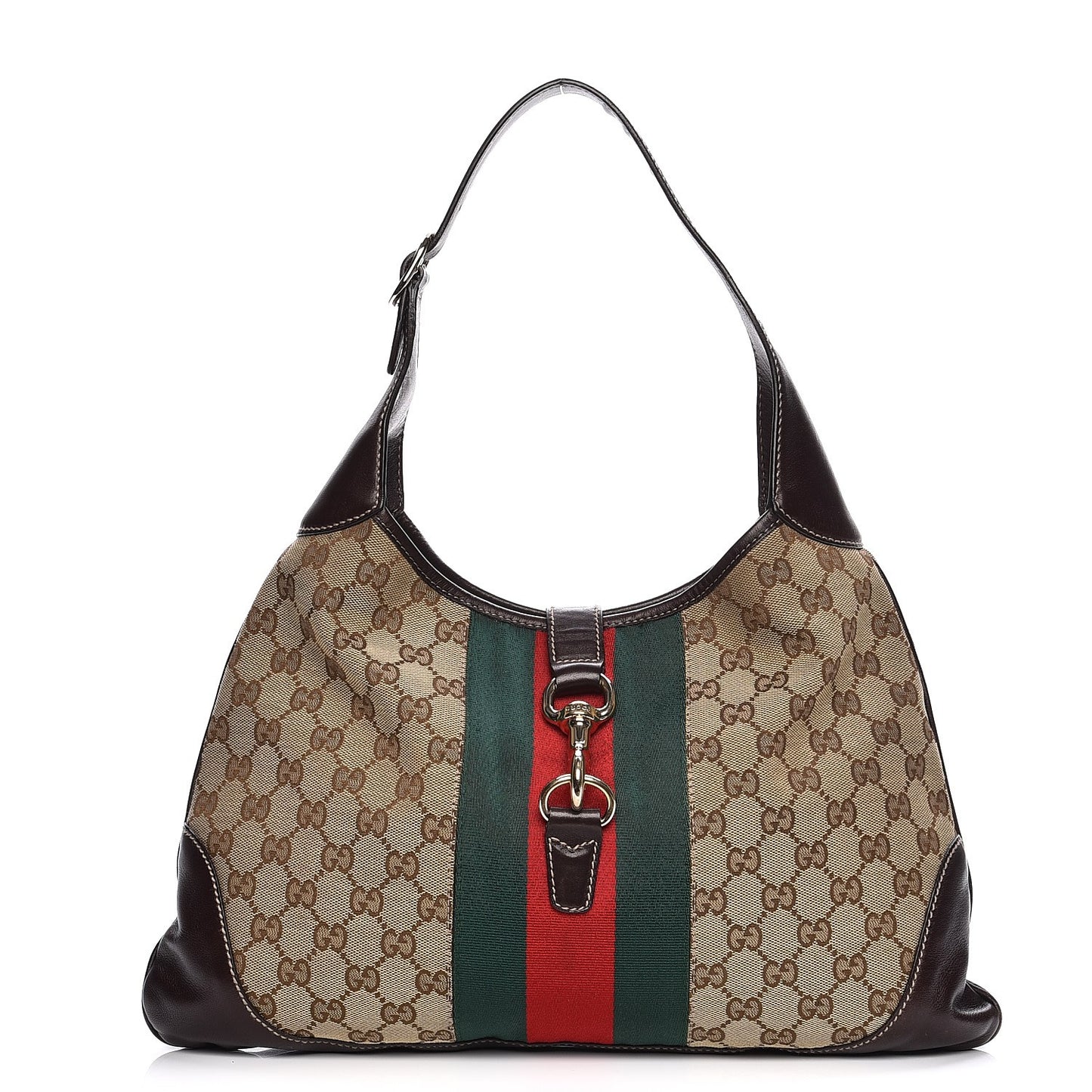 Monogram Web Jackie O Bouvier Hobo Dark Brown
