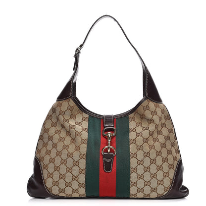 Gucci Monogram Web Jackie O Bouvier Hobo Dark Brown 1 of 12