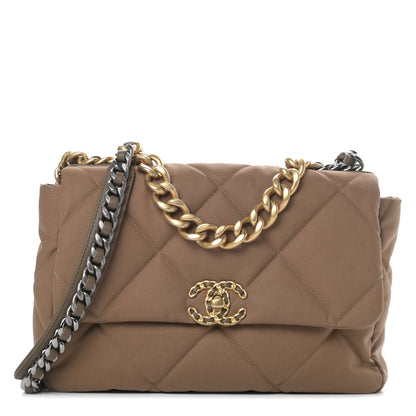 Chanel Canvas Quilted Large Chanel 19 Flap Bronze 1 of 11