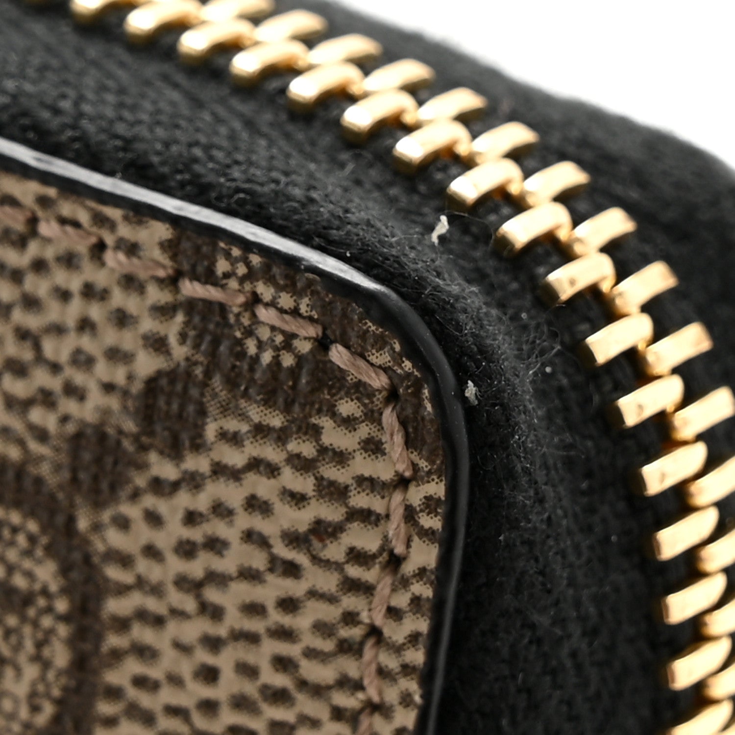 Gucci Dollar Calfskin GG Supreme Monogram GG Marmont Zip Around Wallet Black Beige Ebony 9 of 12