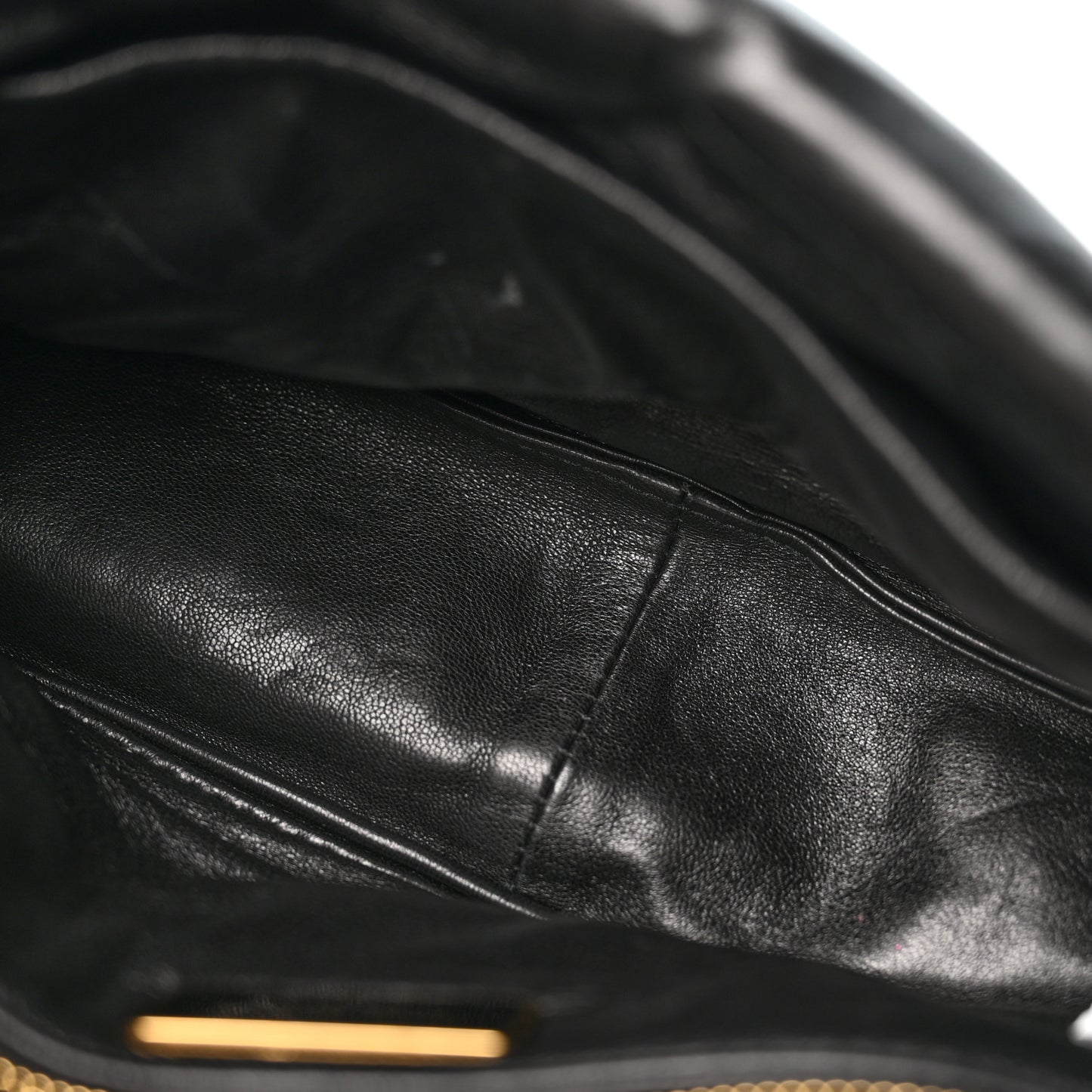 Nappa Soft Padded Logo Embossed Triangle Quilted Small Shoulder Bag Black