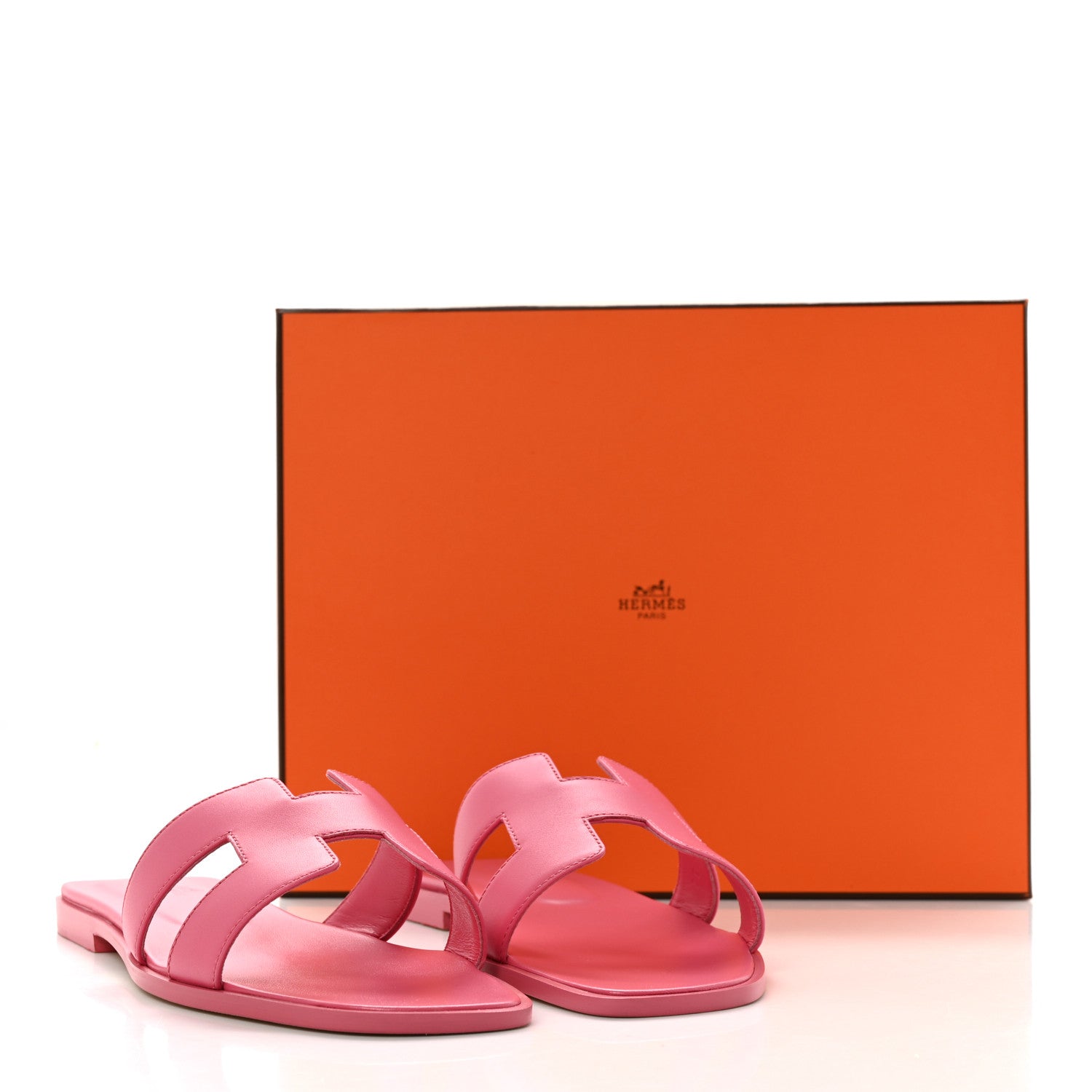 Hermes Box Calfskin Oran Sandals 40 Rose Boise 9 of 9