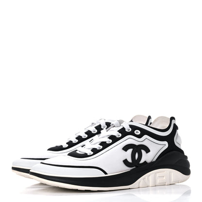 Chanel Lycra Womens CC Sneakers 39.5 White Black 3 of 12