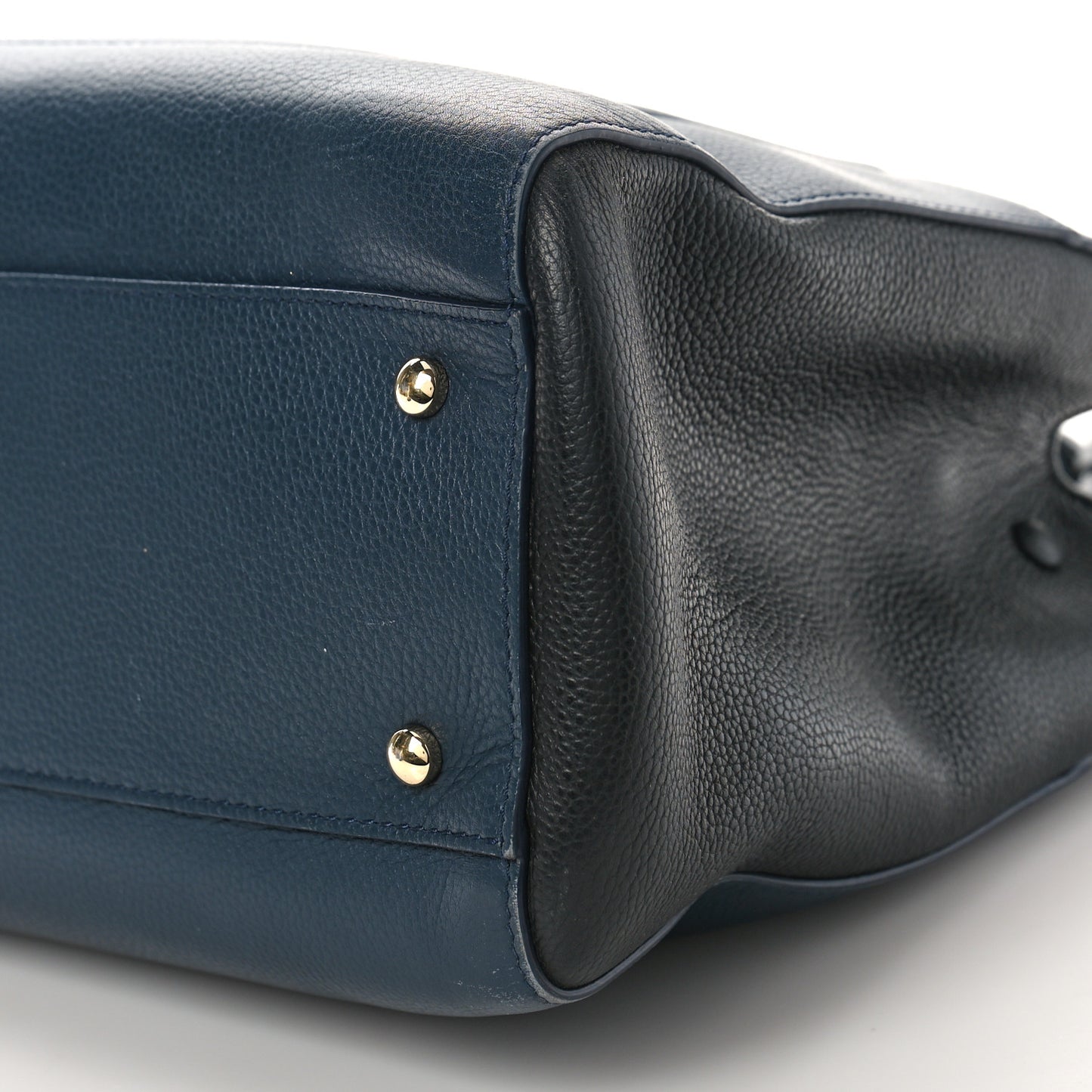 Grained Calfskin Small Neo Executive Shopper Tote Dark Blue Black