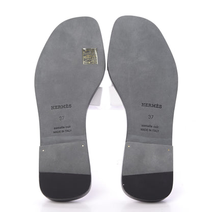 Hermes Box Calfskin Bois De Rose Oran Sandals 37 White 5 of 8
