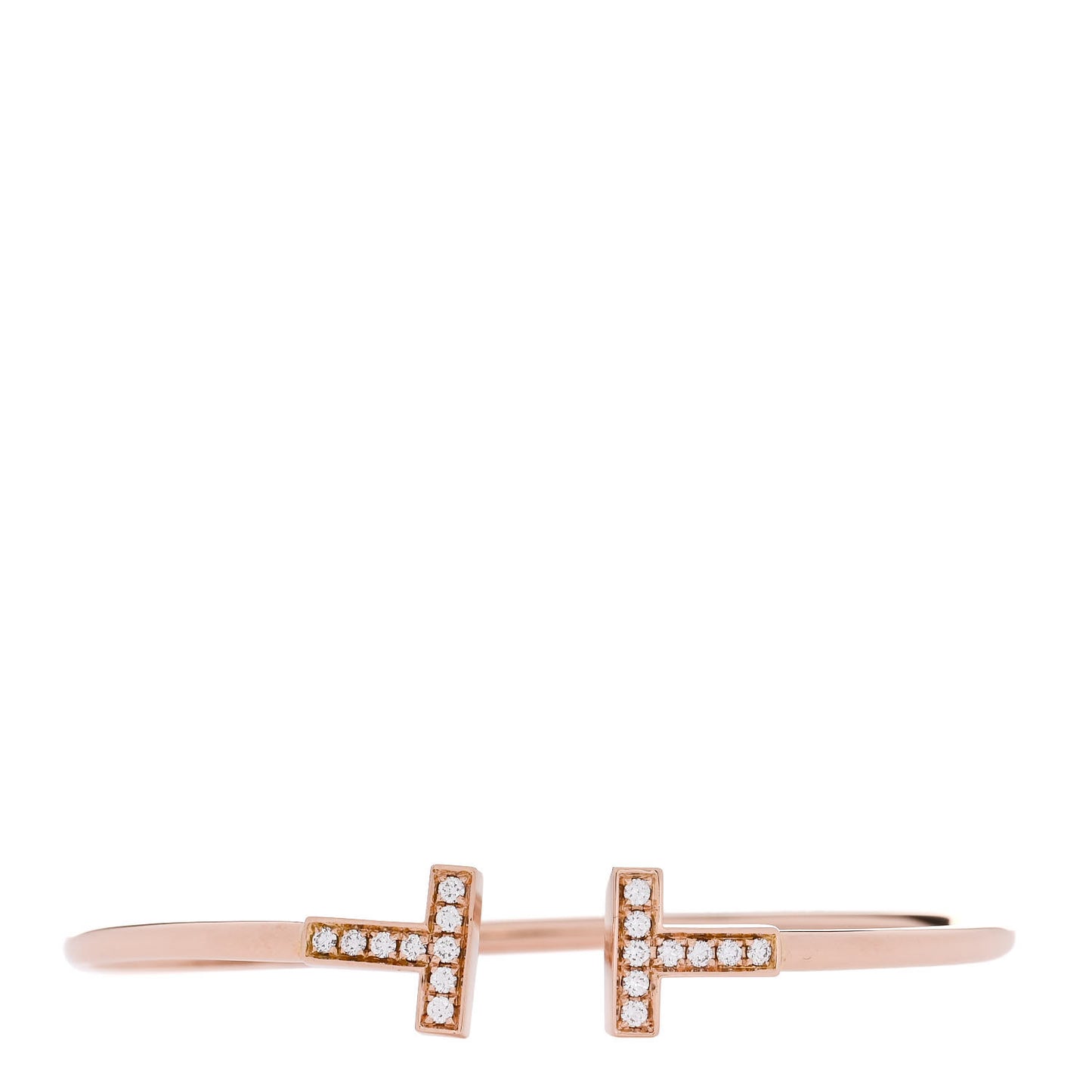 18K Rose Gold Diamond T Wire Bracelet