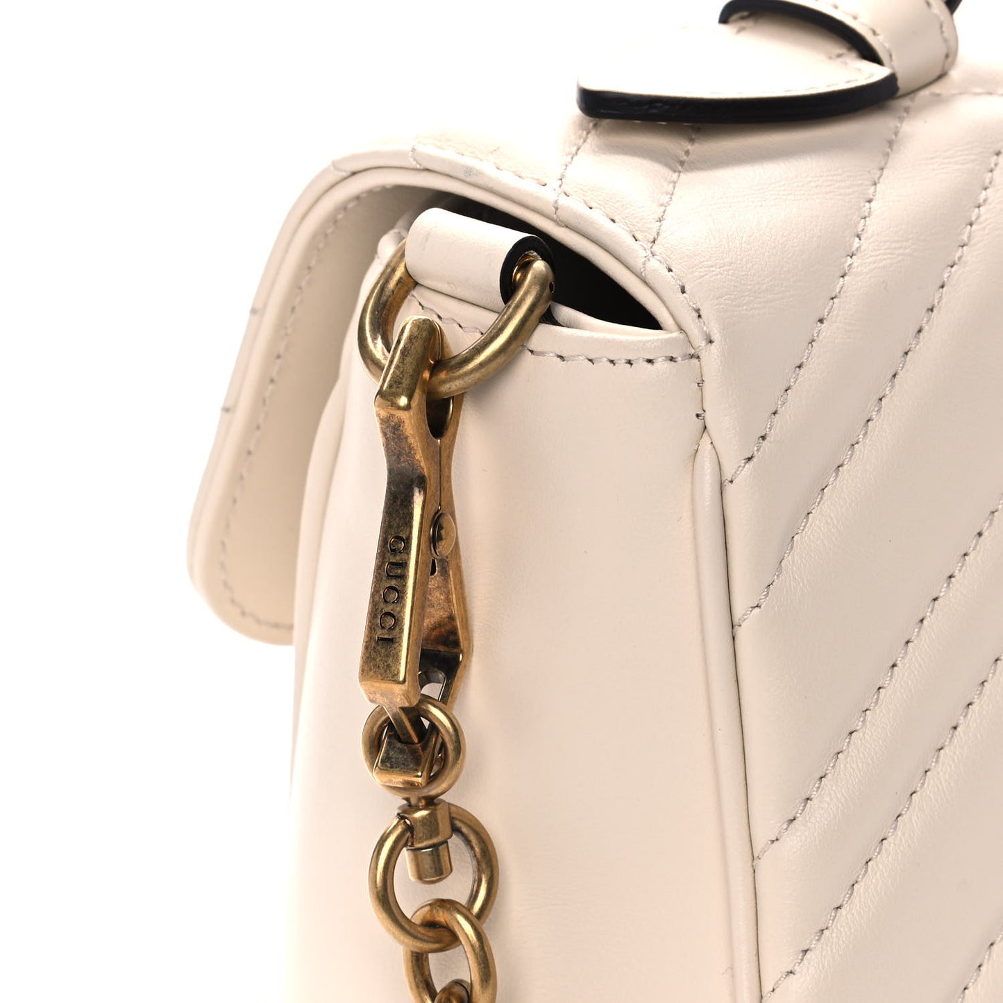 Calfskin Matelasse Small GG Marmont Top Handle Shoulder Bag White