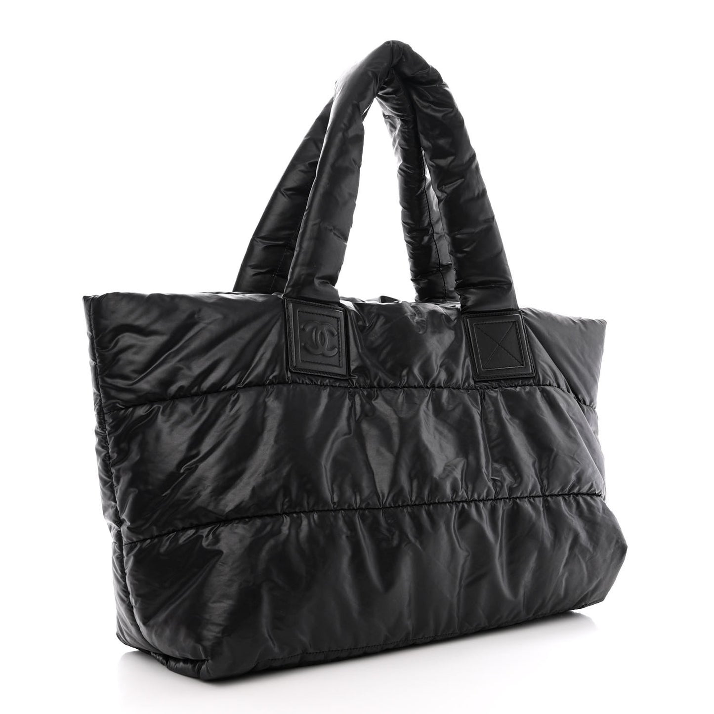 Nylon Quilted Medium Coco Cocoon Reversible Tote Black
