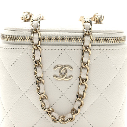 Chanel Caviar Quilted Mini Vanity Case With Chain White 9 of 11