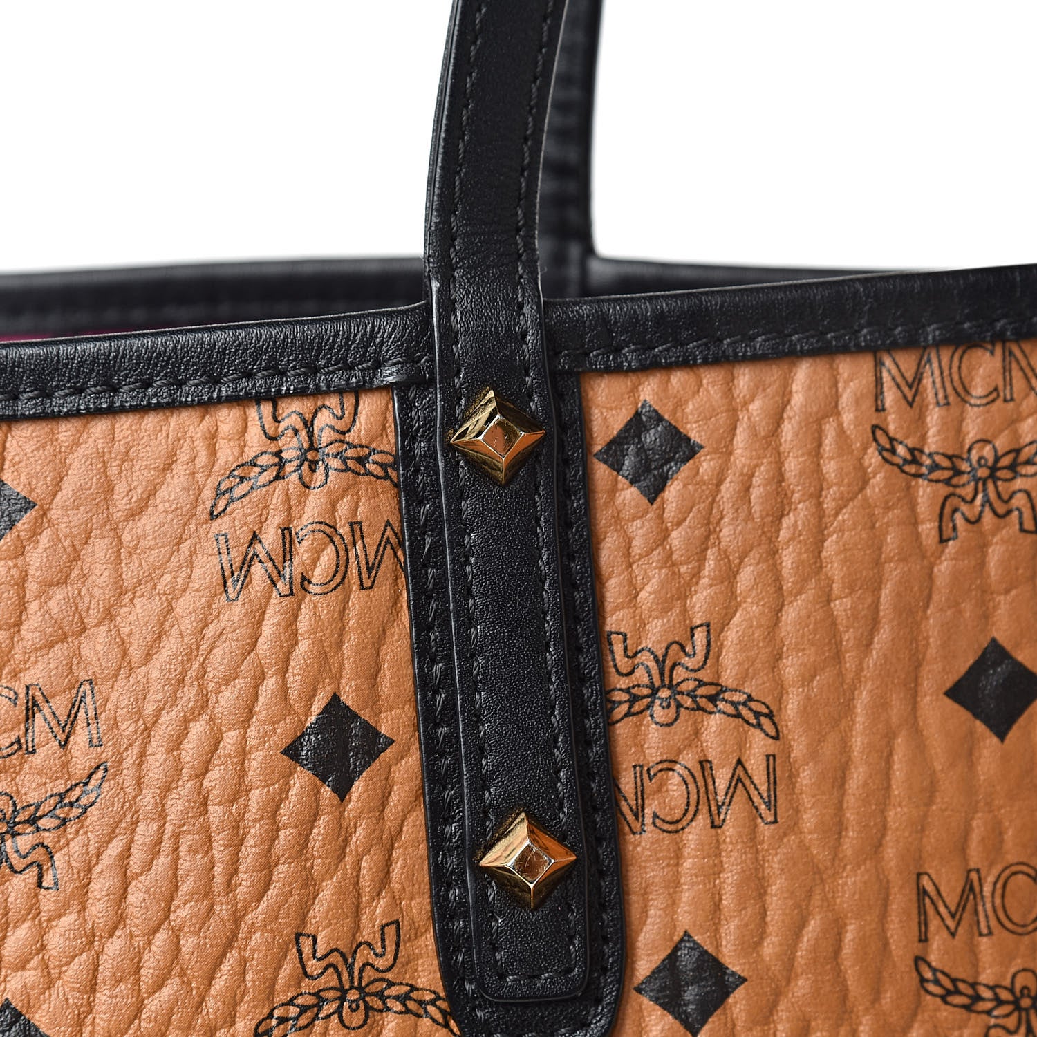 MCM Visetos Large Project Reversible Shopper Tote Cognac 16 of 28