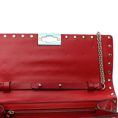Valentino Garavani Lambskin Rockstud Spike Wallet on Chain Red 10 of 10