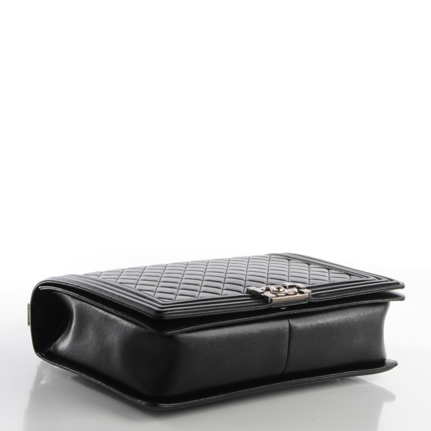 Lambskin Quilted Large Boy Flap Black