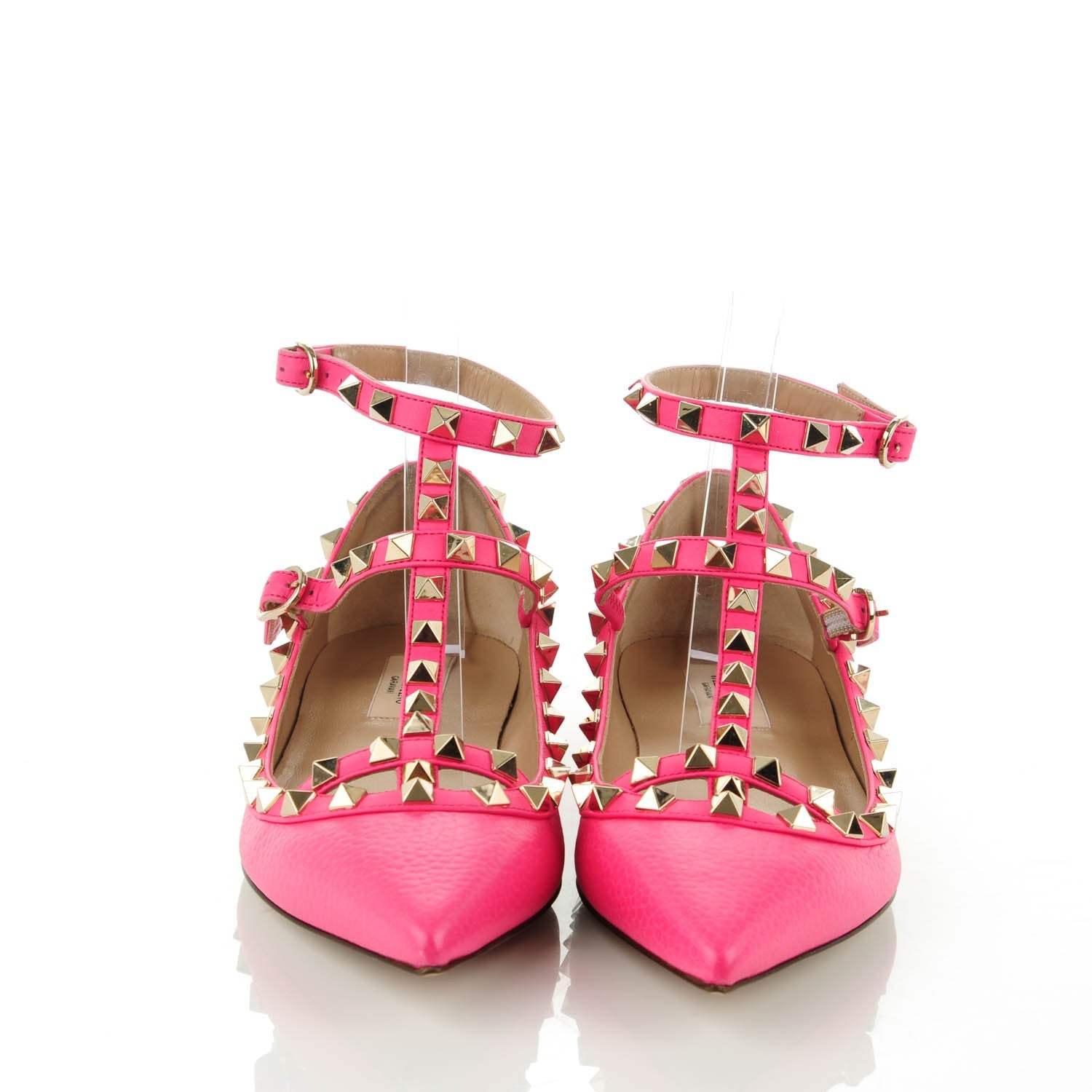 Valentino Garavani Pebbled Calfskin Rockstud Cage Ballerina Flats 37.5 Peony 2 of 8