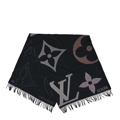 Louis Vuitton Cashmere Wool Monogram Ultimate Scarf Black 2 of 3