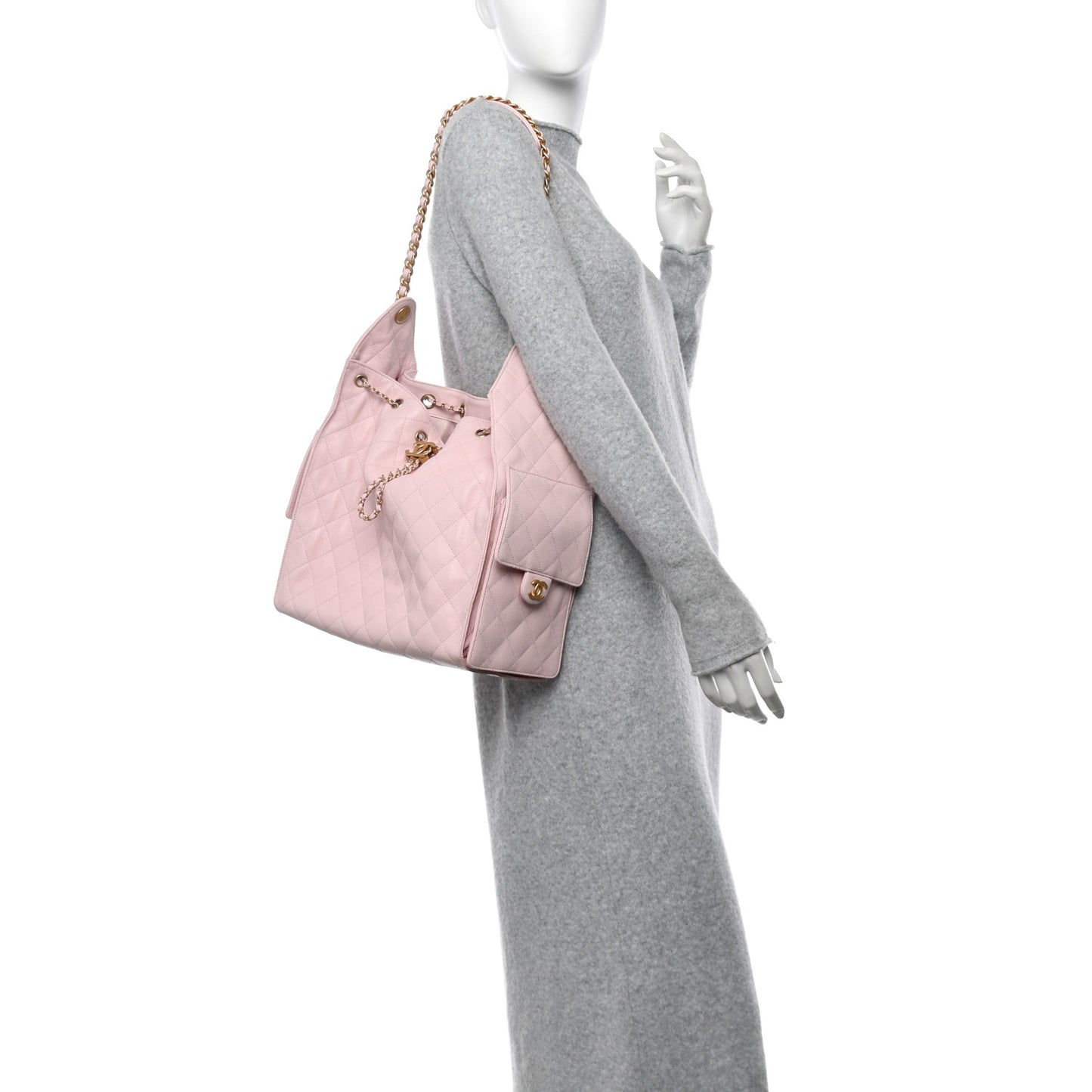 Caviar Quilted Medium Chanel 25 Handbag Light Pink