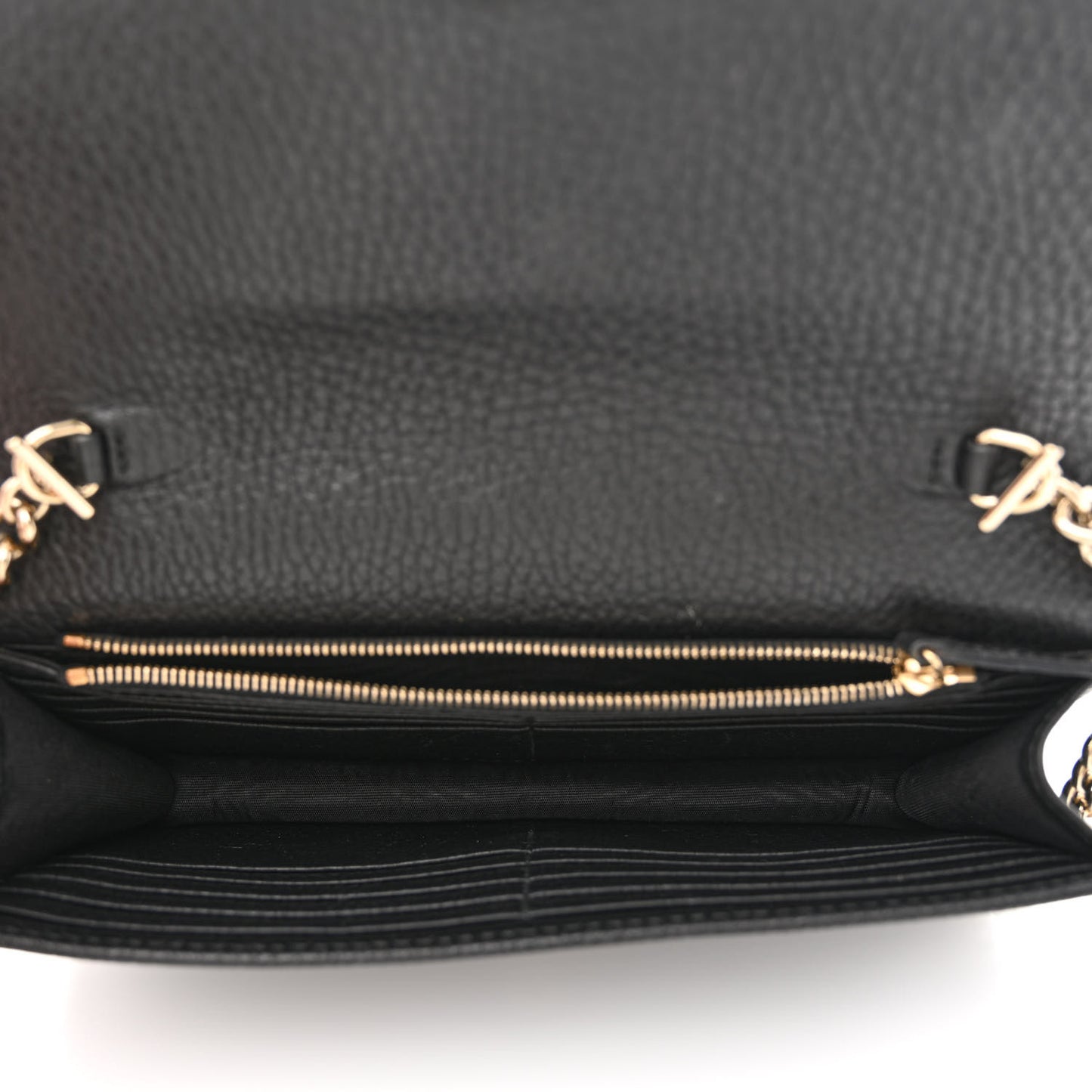 Dollar Calfskin Interlocking G Chain Wallet Black