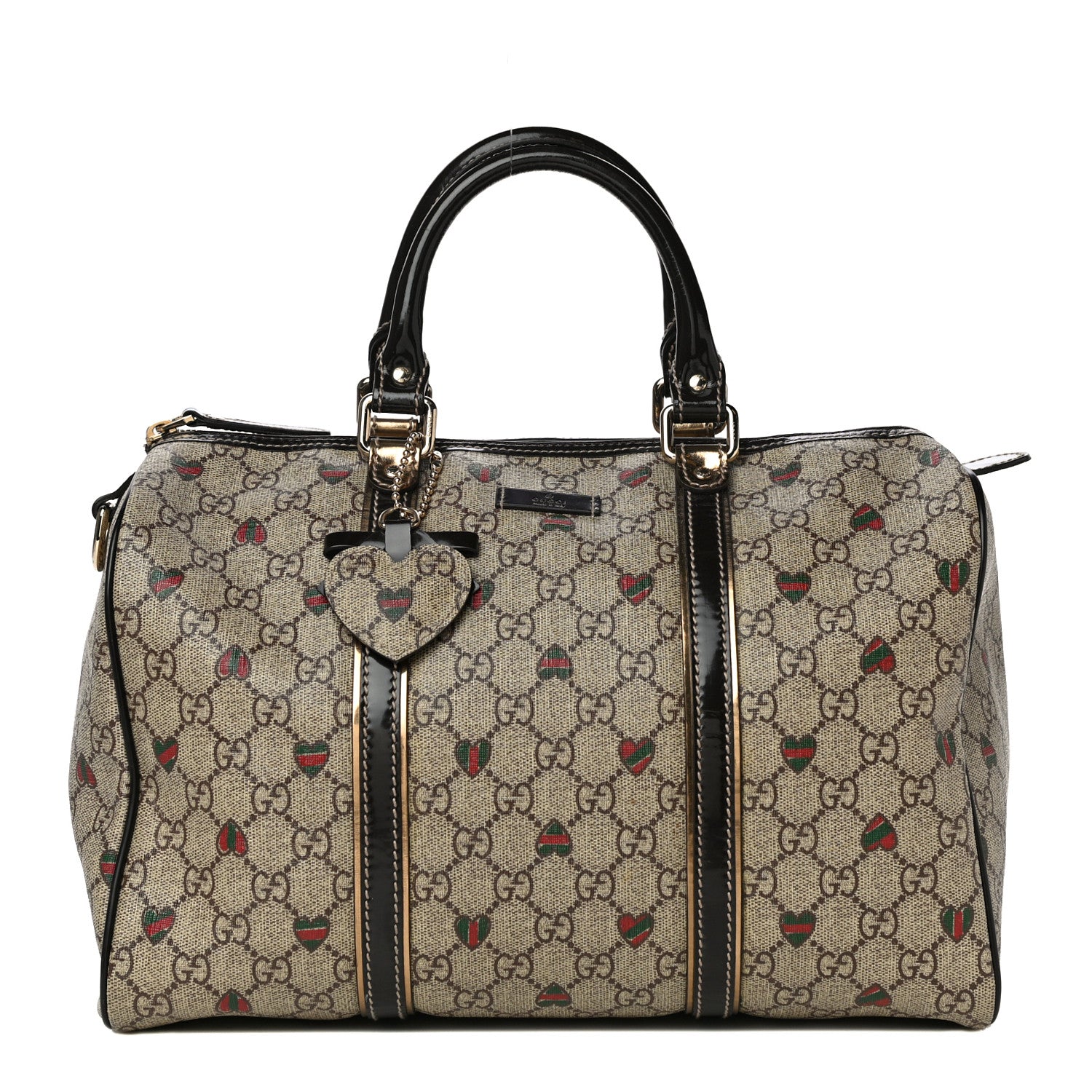 Gucci GG Plus Monogram Hearts Medium Joy Boston Dark Brown 1 of 13