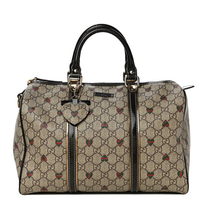 Gucci GG Plus Monogram Hearts Medium Joy Boston Dark Brown 1 of 13