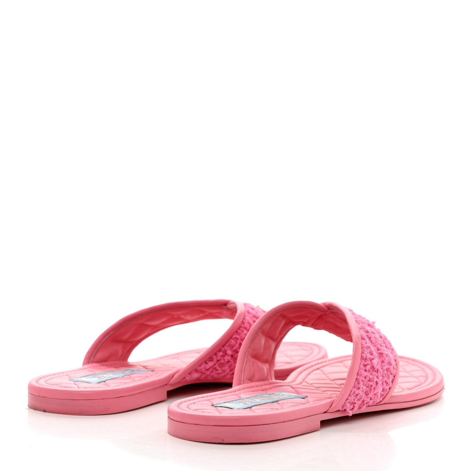 Chanel Lambskin Tweed CC Thong Sandals 38.5 Pink 4 of 9