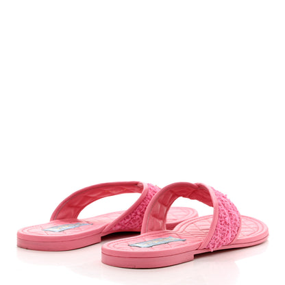 Chanel Lambskin Tweed CC Thong Sandals 38.5 Pink 4 of 9