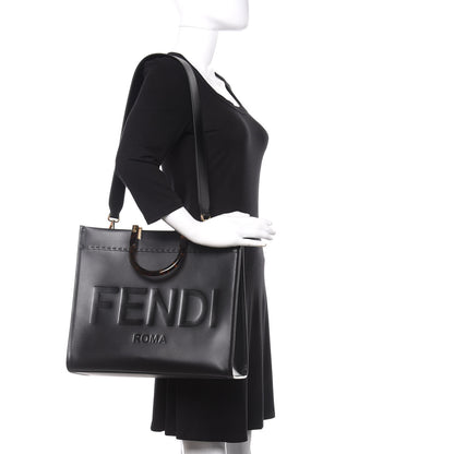 Fendi Vitello King Plexiglass Medium Fendi Sunshine Shopper Tote Black 2 of 9