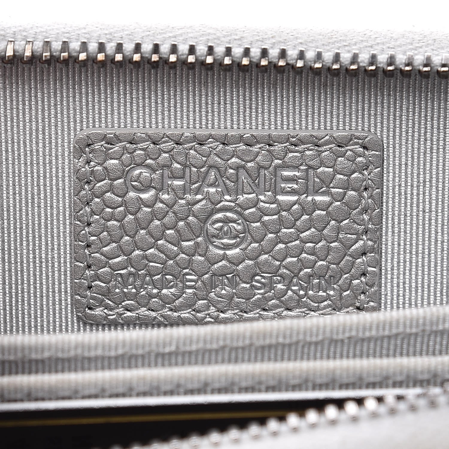 Chanel Metallic Caviar Quilted Zip Coin Purse Grey 6 of 11