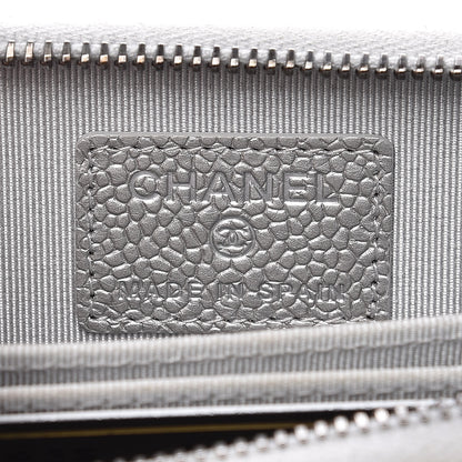 Chanel Metallic Caviar Quilted Zip Coin Purse Grey 6 of 11
