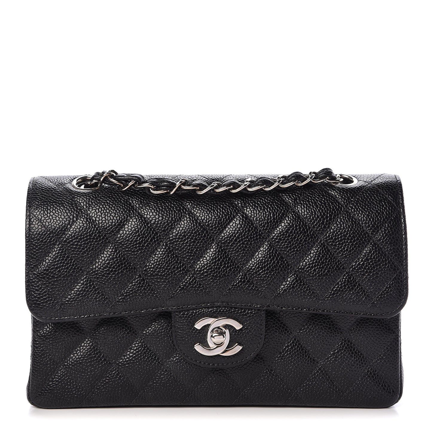 Caviar Quilted Small Double Flap Black