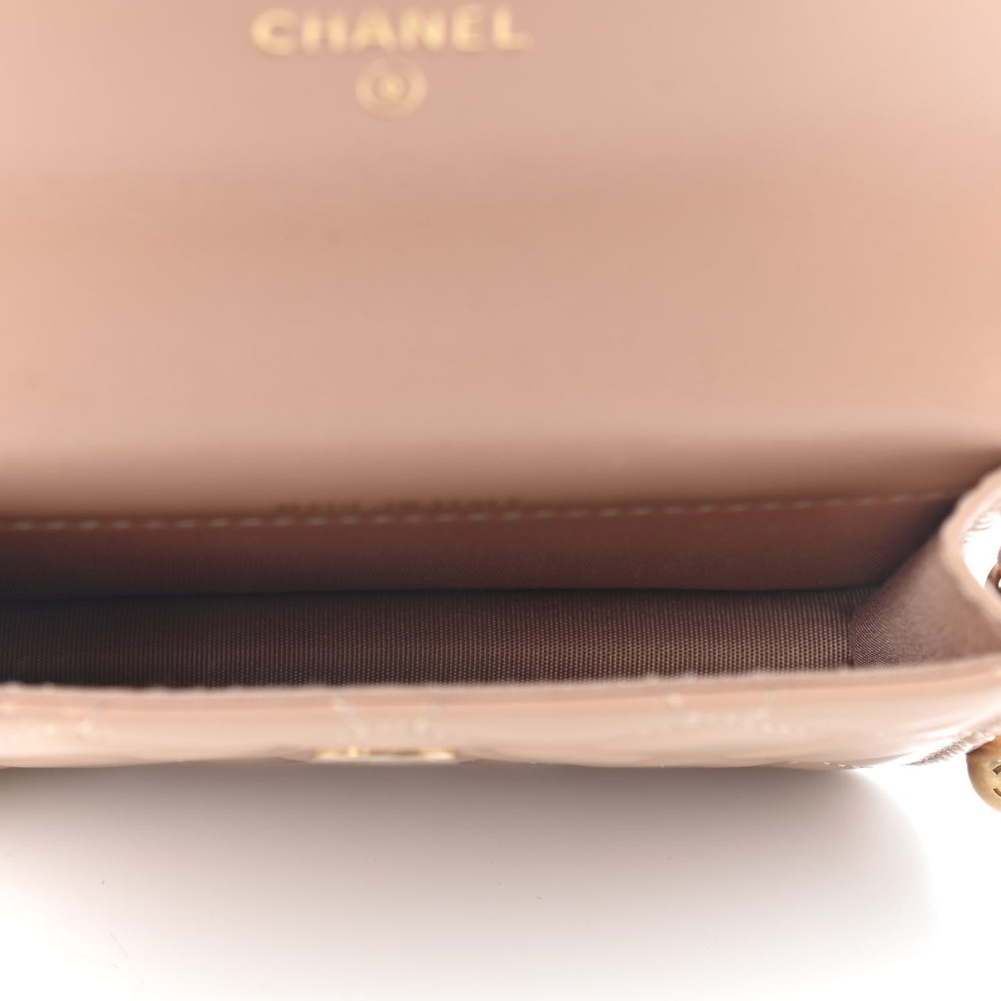 Calfskin Quilted Perfect Fit Coin Purse With Chain Beige