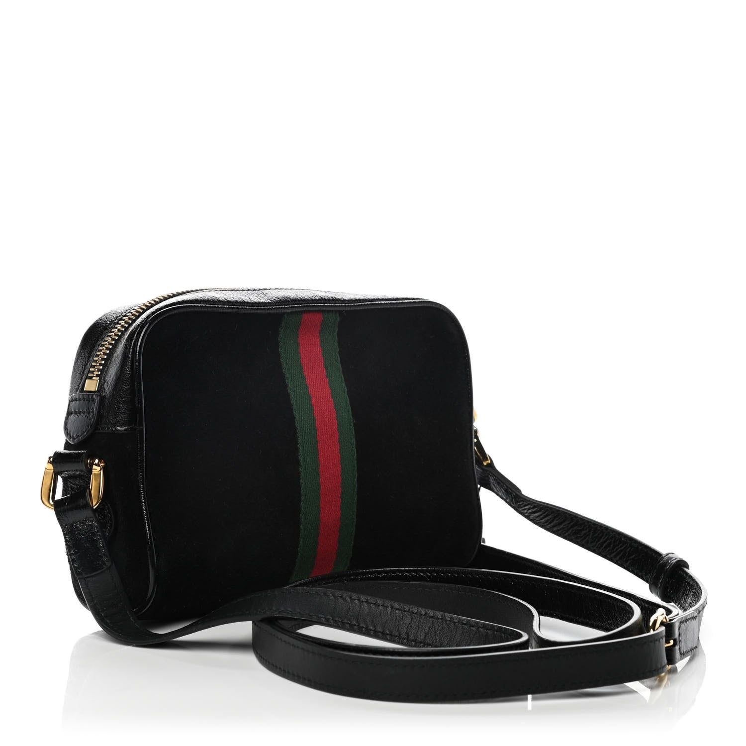 Gucci Suede Patent Web Mini Ophidia Shoulder Bag Black 2 of 11
