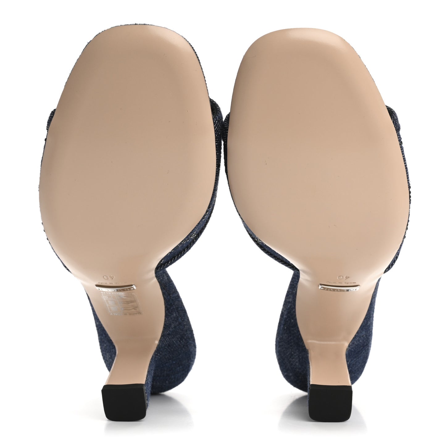 Denim Crystal GG Monogram Mules 40 Blue
