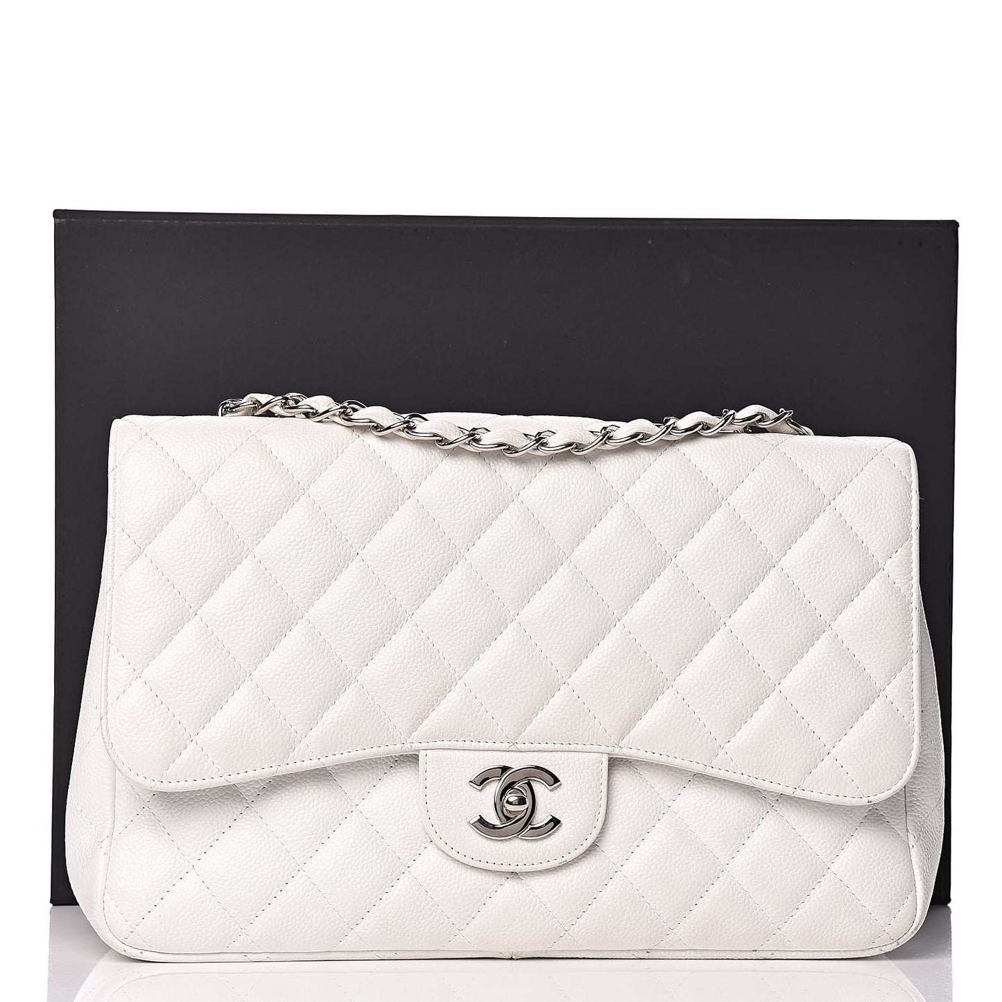 Caviar Quilted Jumbo Single Flap White