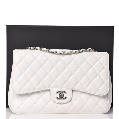 Chanel Caviar Quilted Jumbo Single Flap White 12 of 12