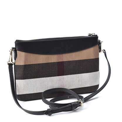 Burberry Mega Check Peyton Crossbody Clutch Bag Black 2 of 10