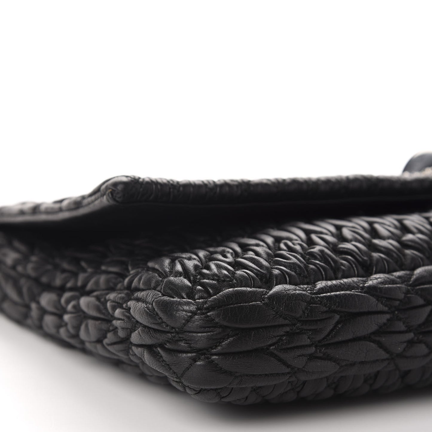 Nappa Matelasse Crystal Flap Clutch Black