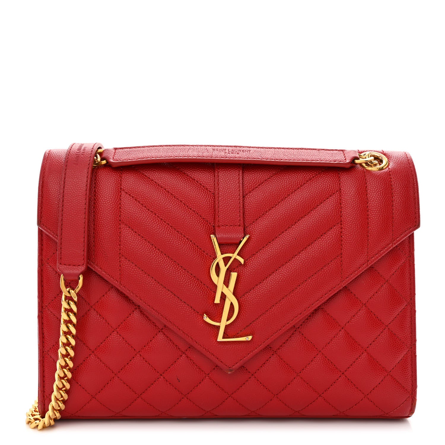 Saint Laurent Grain De Poudre Textured Mixed Matelasse Triquilt Medium Monogram Satchel New Red 1 of 18