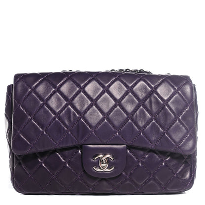Chanel Lambskin Quilted Jumbo Single Flap Dark Purple 1 of 8