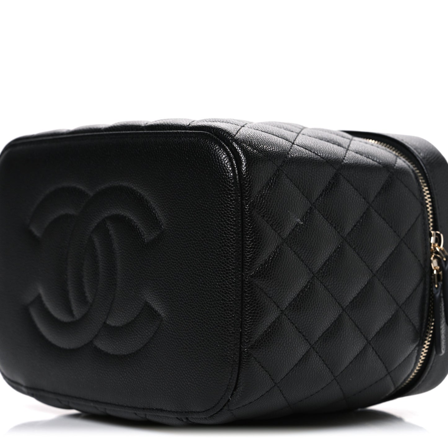 Caviar Quilted Large Vanity Pouch Black