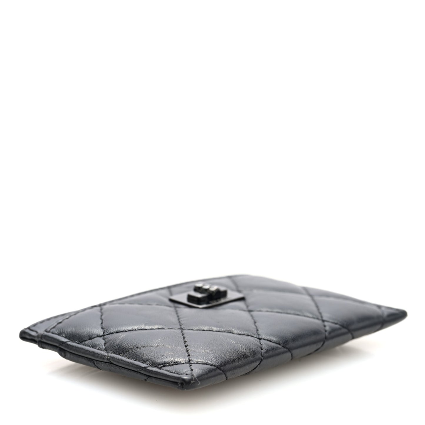 Aged Calfskin Quilted Reissue Card Holder So Black