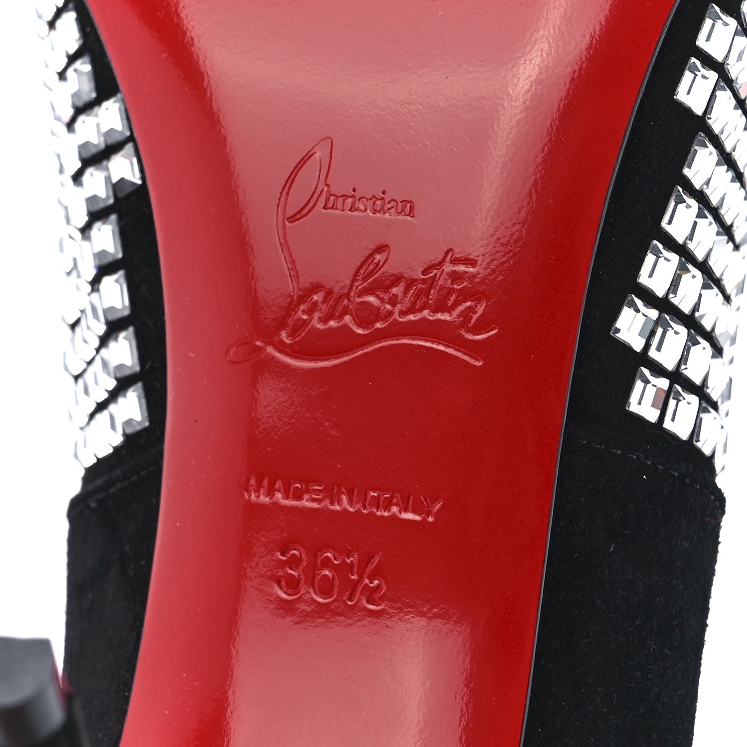Christian Louboutin Suede Championne Strass 80 Pumps 36.5 Black 6 of 7