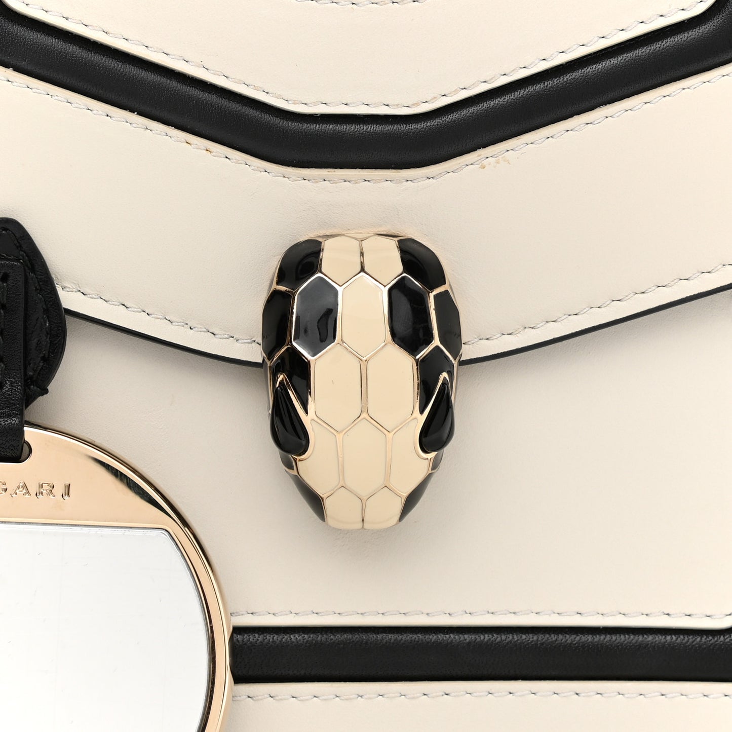 Calfskin Serpenti Forever Top Handle White Black