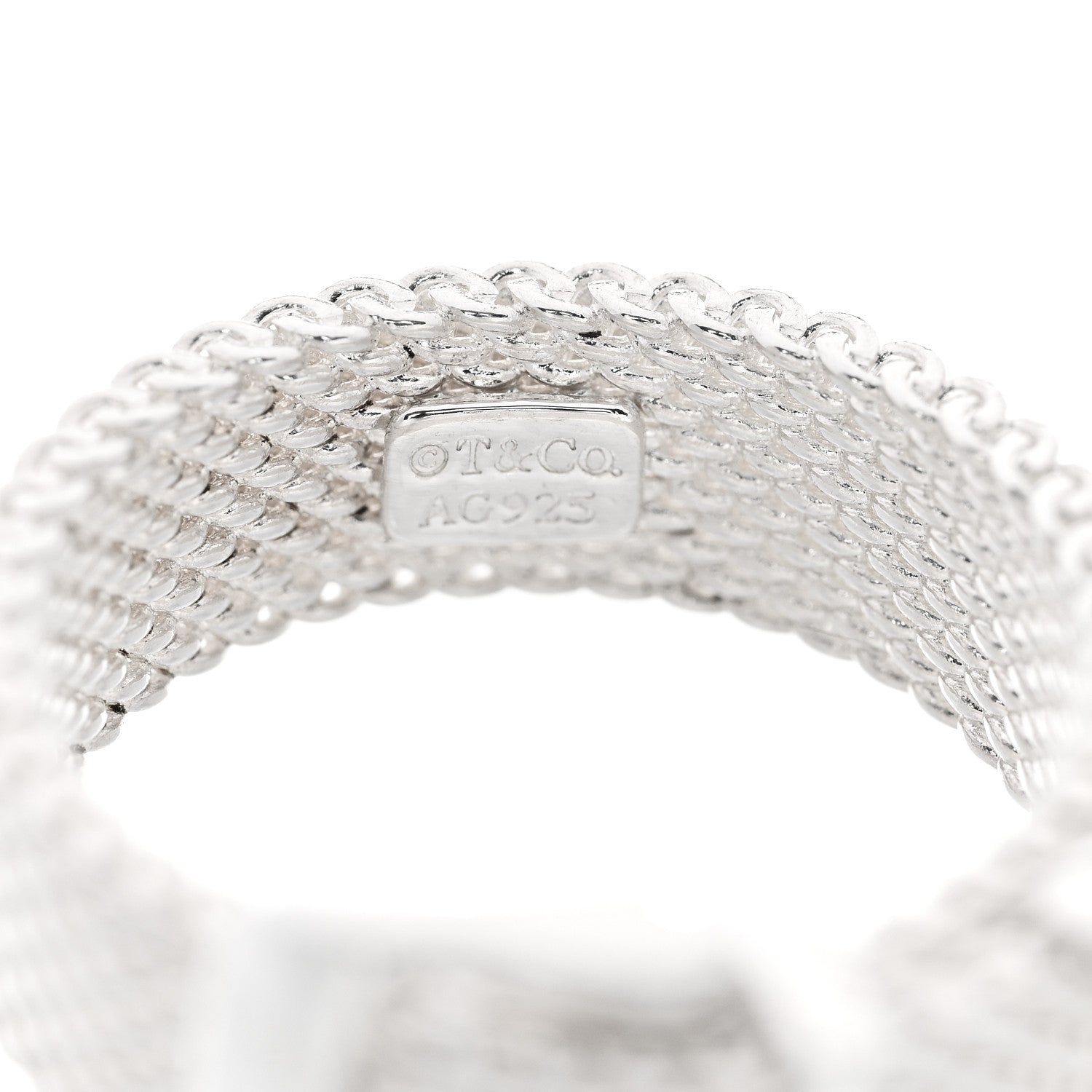Tiffany Sterling Silver Somerset Mesh Buckle Ring 47 4.25 4 of 4